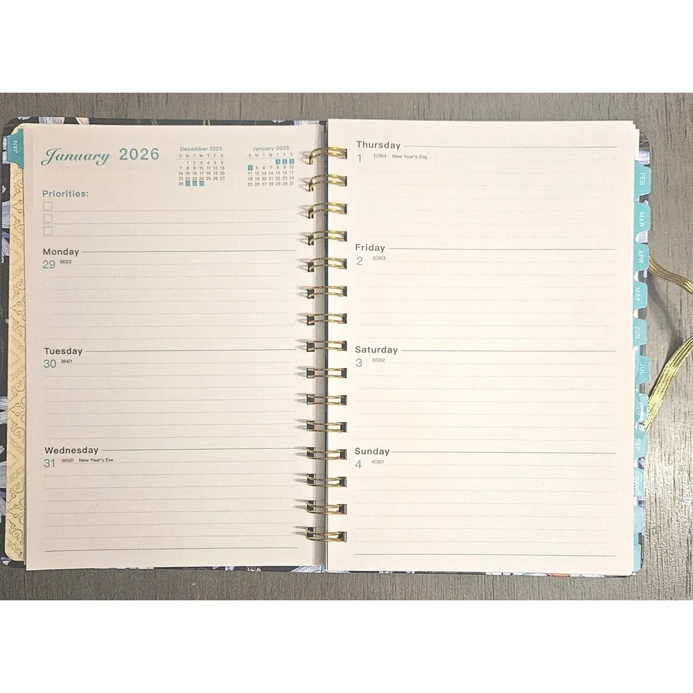 2026 Back To School Spiral Planner Daily Weekly Flowers NEW